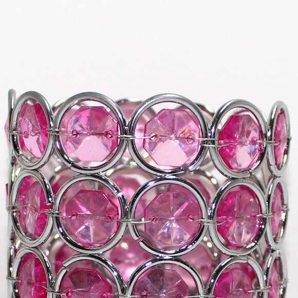 Older Avon Birthstone Colored Votive Holder - October - Pink - 6 Tealights - Picture 9 of 12